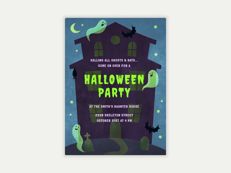 Ghosts & Bats - halloween - Invitation