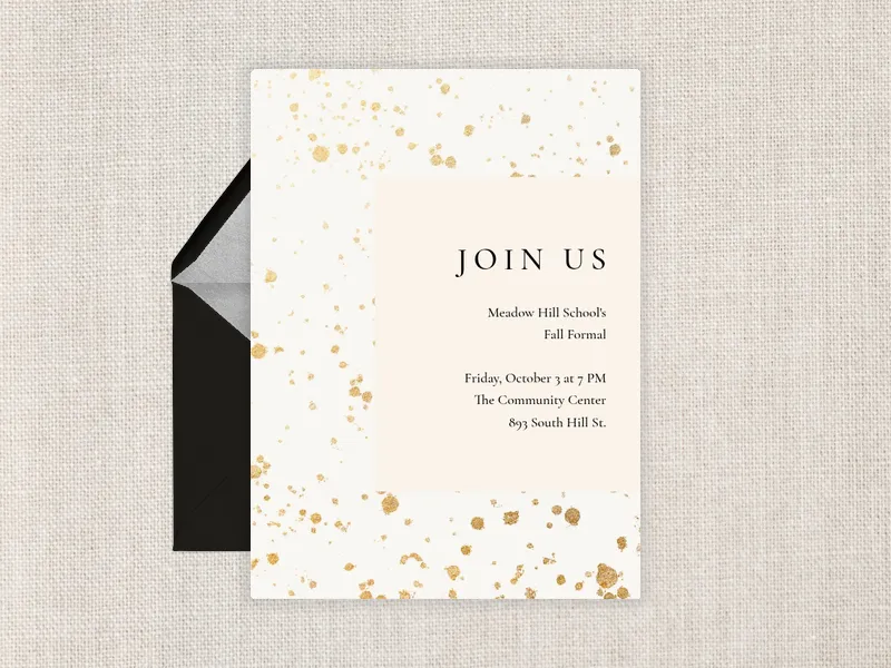 Metallic Paint Splatter Invitation premium template design