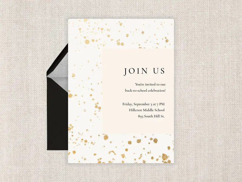 Metallic Paint Splatter - back_to_school - Invitation