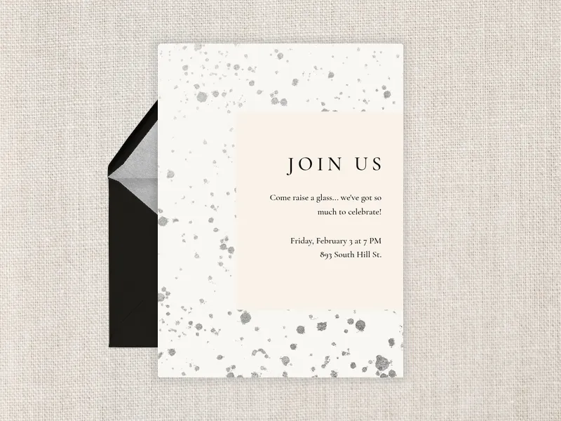 Metallic Paint Splatter Invitation premium template design