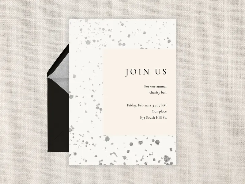 Metallic Paint Splatter Invitation premium template design