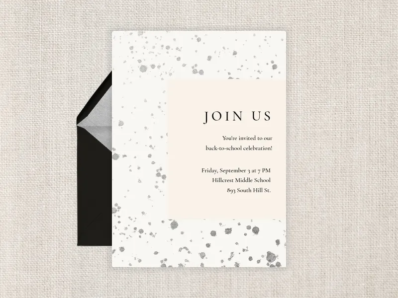 Metallic Paint Splatter - back_to_school - Invitation