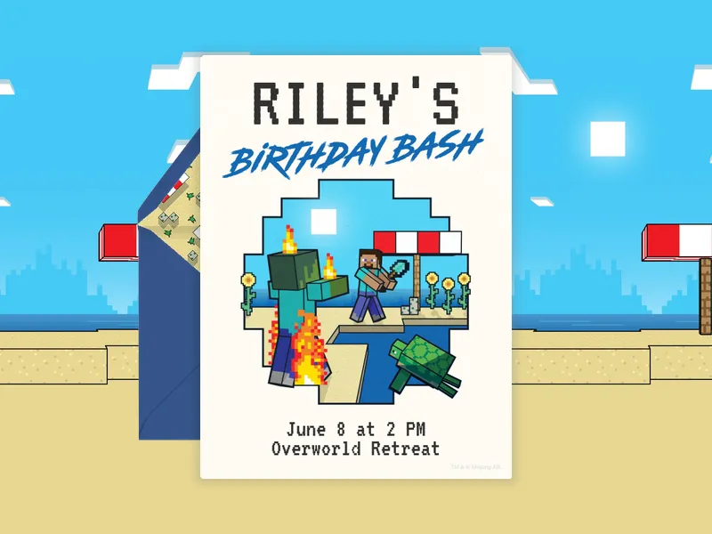 Minecraft: Overworld Adventure - 13th_birthday - Invitation