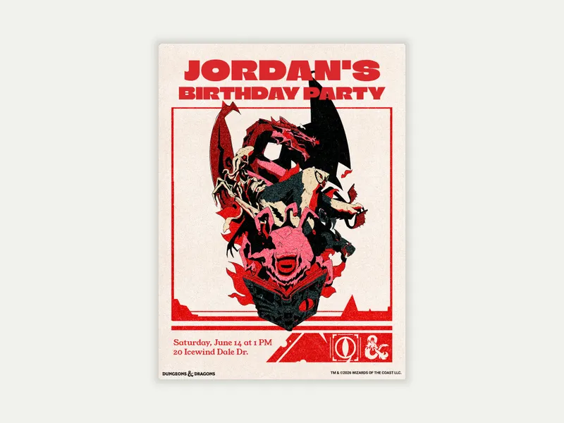 Hasbro’s Dungeons & Dragons: Monster Bash Invitation free template design