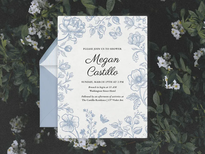Floating Blooms Invitation premium template design