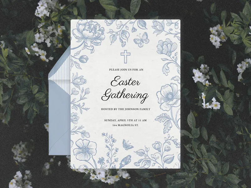 Floating Blooms Invitation premium template design