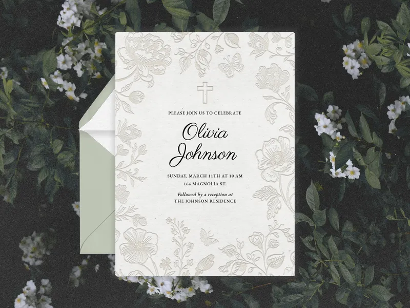 Floating Blooms Invitation premium template design