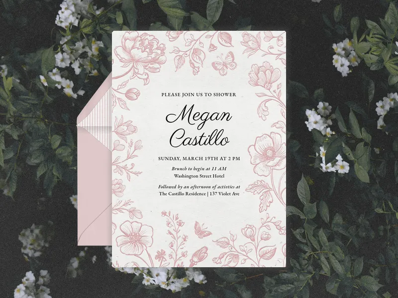 Floating Blooms Invitation premium template design