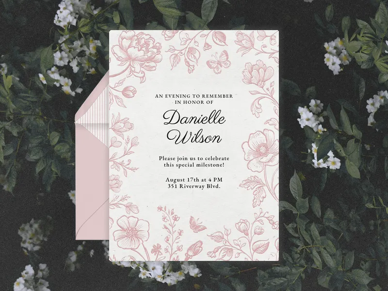 Floating Blooms Invitation premium template design