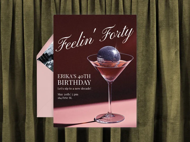 Martini Disco Invitation premium template design