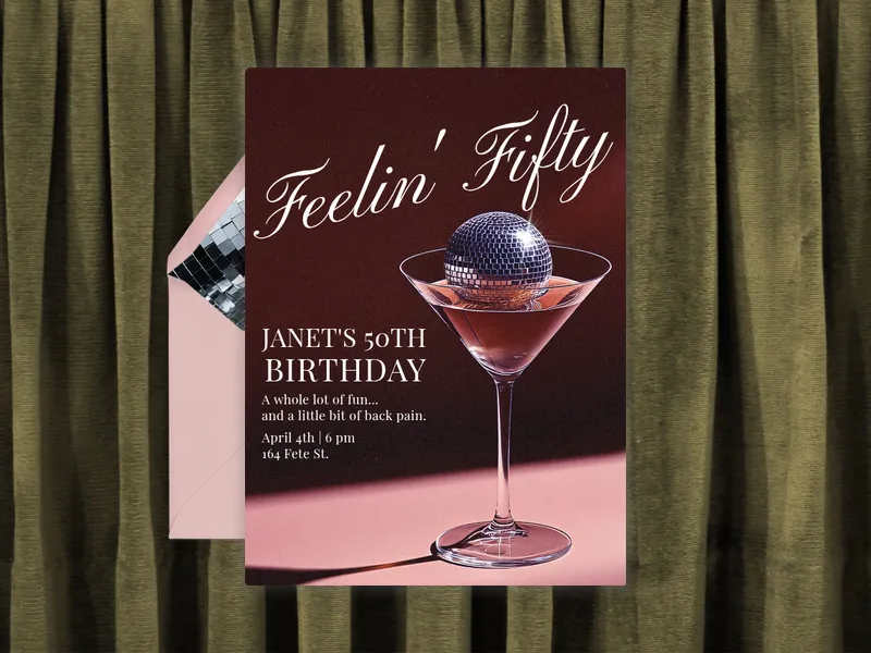 Martini Disco Invitation premium template design