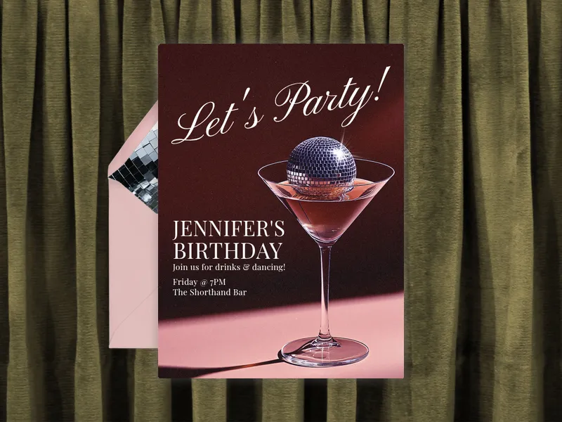 Martini Disco Invitation premium template design