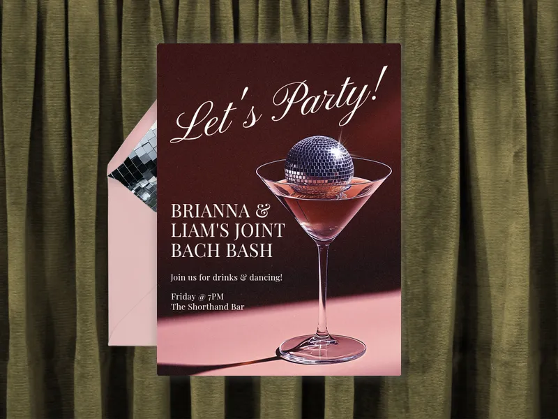 Martini Disco Invitation premium template design