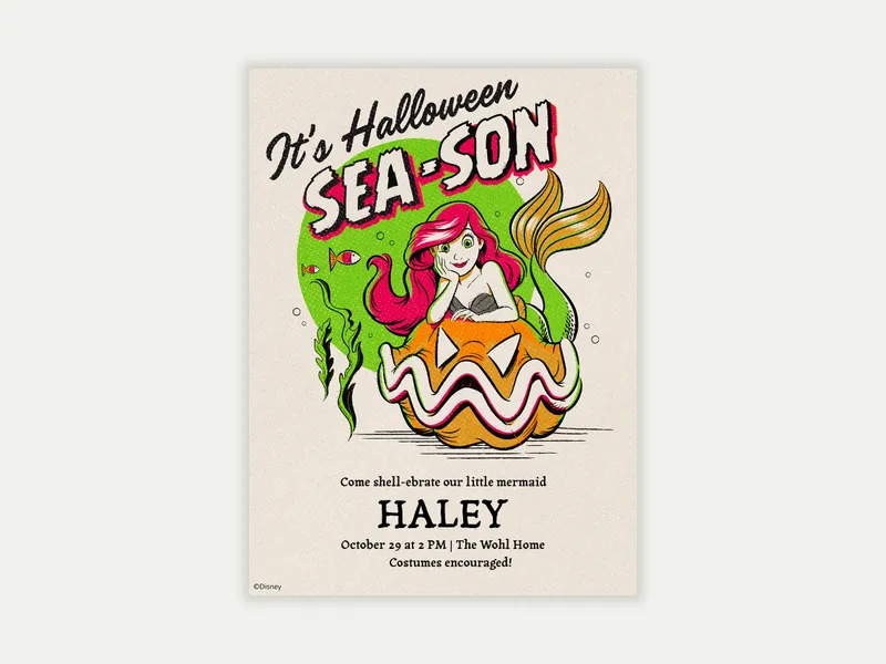 Disney’s The Little Mermaid: Pumpkin Splash Invitation free template design