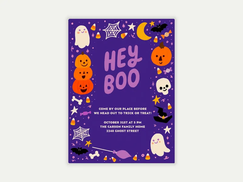 Hey, Boo Invitation free template design