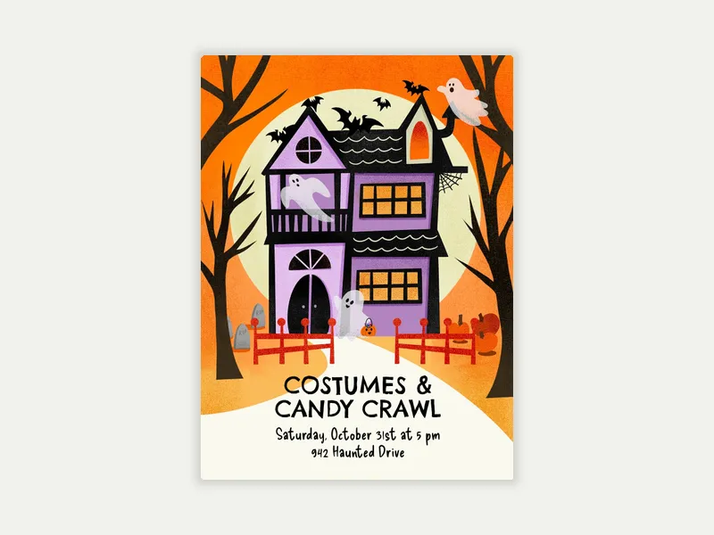 Costumes + Candy Crawl Invitation free template design