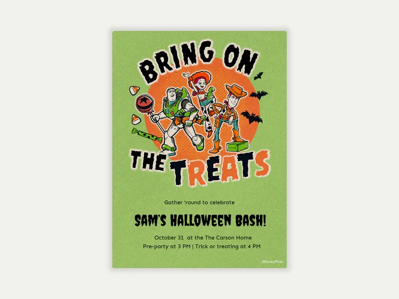 Disney and Pixar’s Toy Story: Toys & Treats Invitation free template design