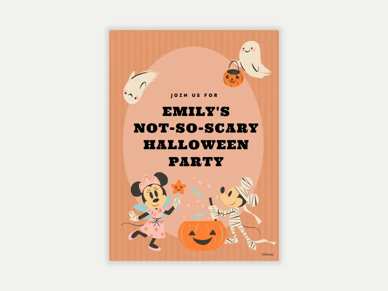 Disney’s Mickey Mouse & Minnie Mouse: Not-So-Scary Halloween Party Invitation free template design