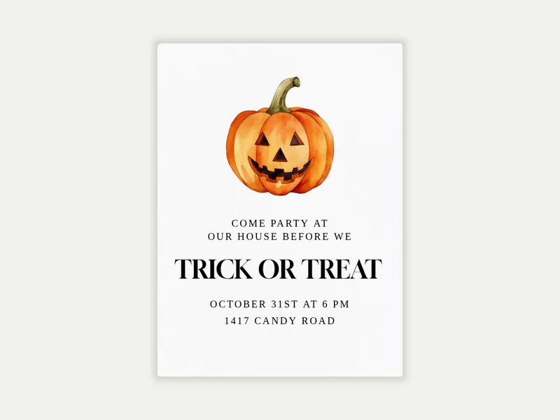 Watercolor Pumpkin - halloween - Invitation