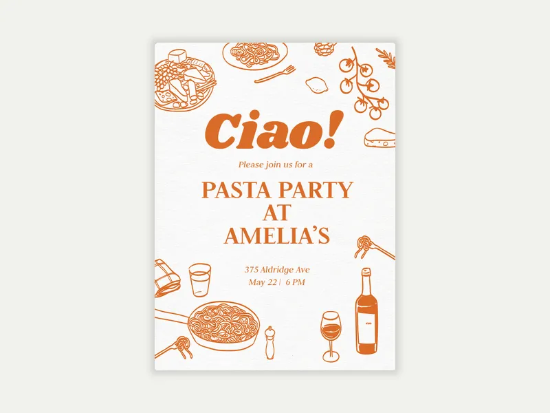 Ciao + Chow Invitation free template design