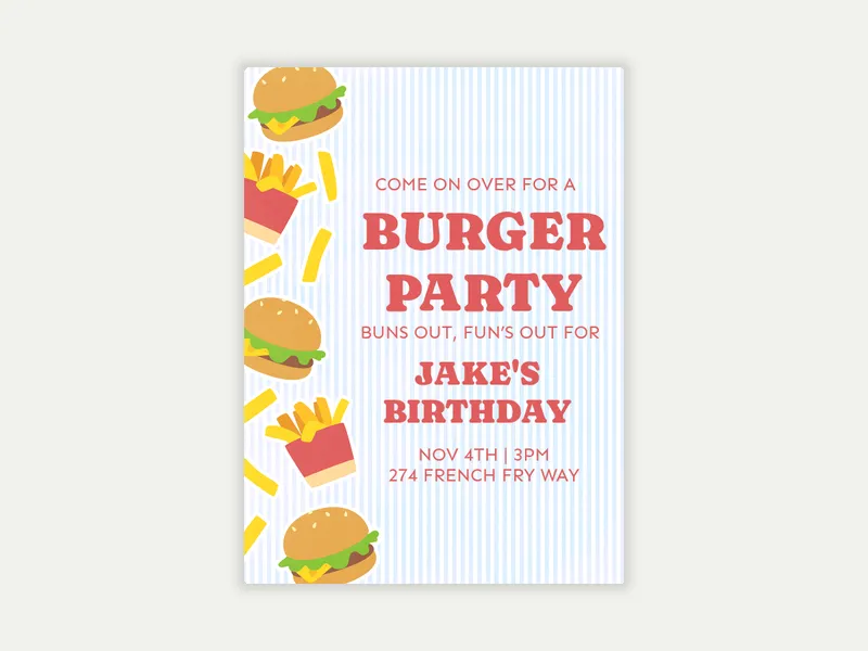 Fries & Fun Invitation free template design