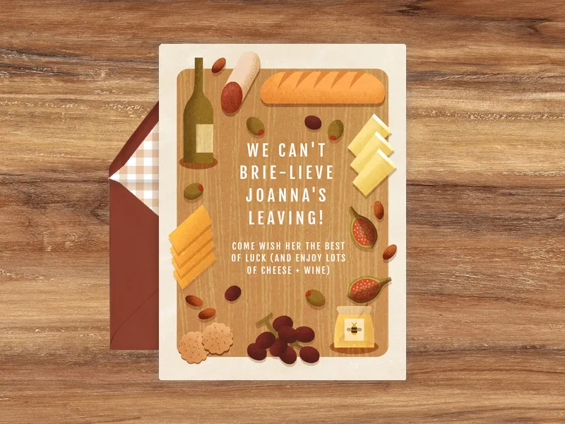 Wine & Cheese Charcuterie Board - retirement_farewell - Invitation