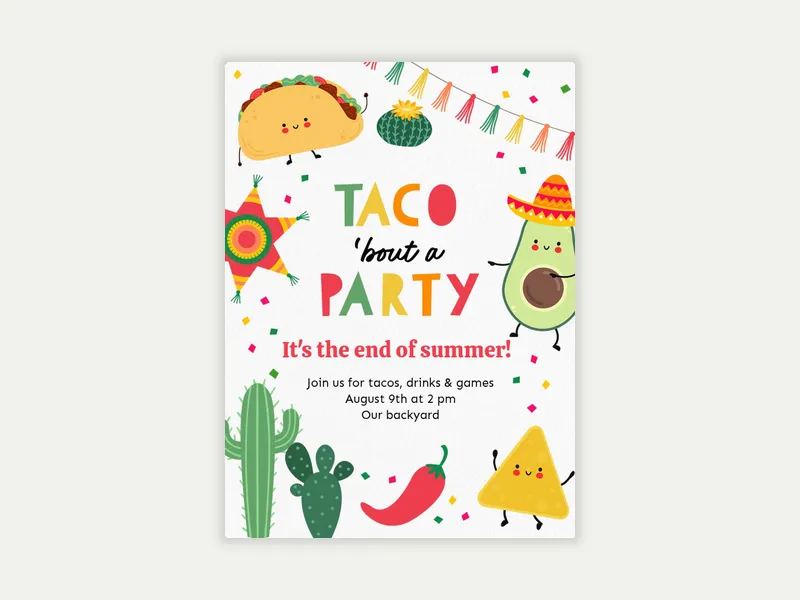 Taco ‘Bout a Party Invitation free template design