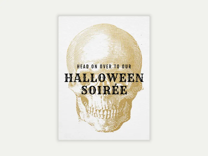 Gold Spooky Skull Invitation free template design