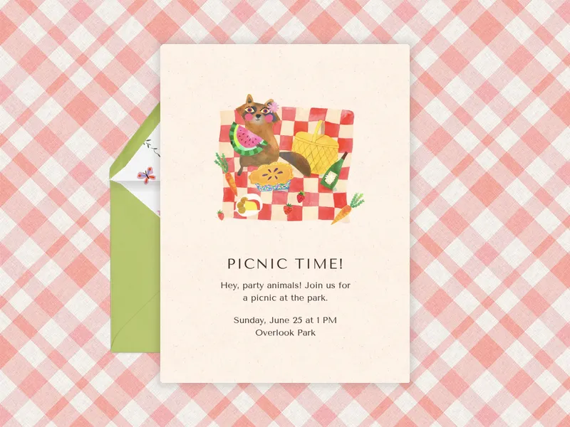 Animal Picnic - potluck - Invitation