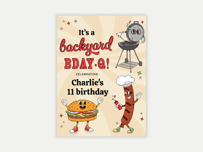 Bday-Q Bash Invitation free template design