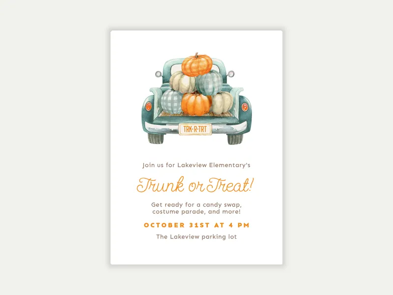 Trunk or Treat Invitation free template design