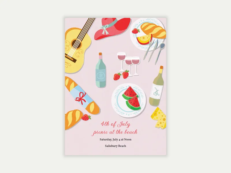 Beach Picnic Basket Invitation free template design