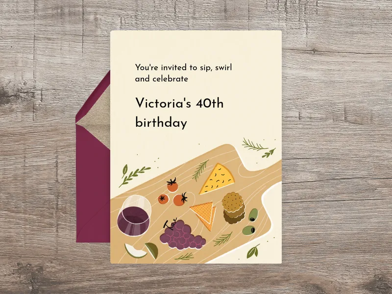Charcuterie & Wine Invitation premium template design