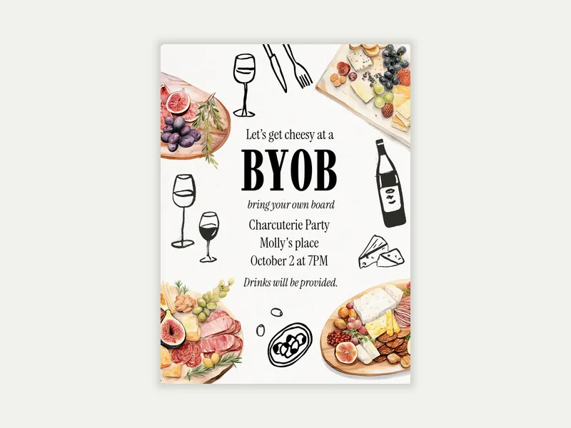 Charcuterie Party Invitation free template design