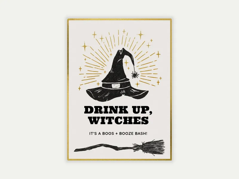 Spooky Sparkly Witches Invitation free template design