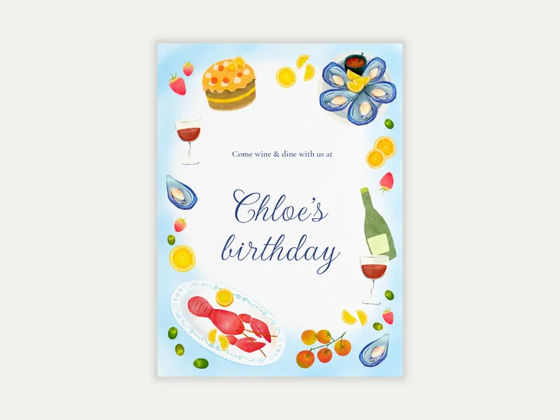 Seafood & Sips Invitation free template design