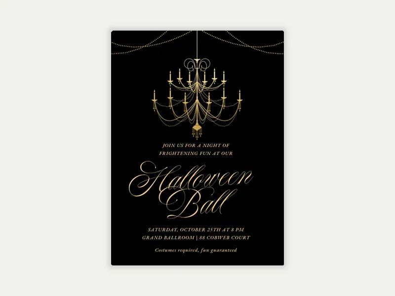 Gold Chandelier Invitation free template design