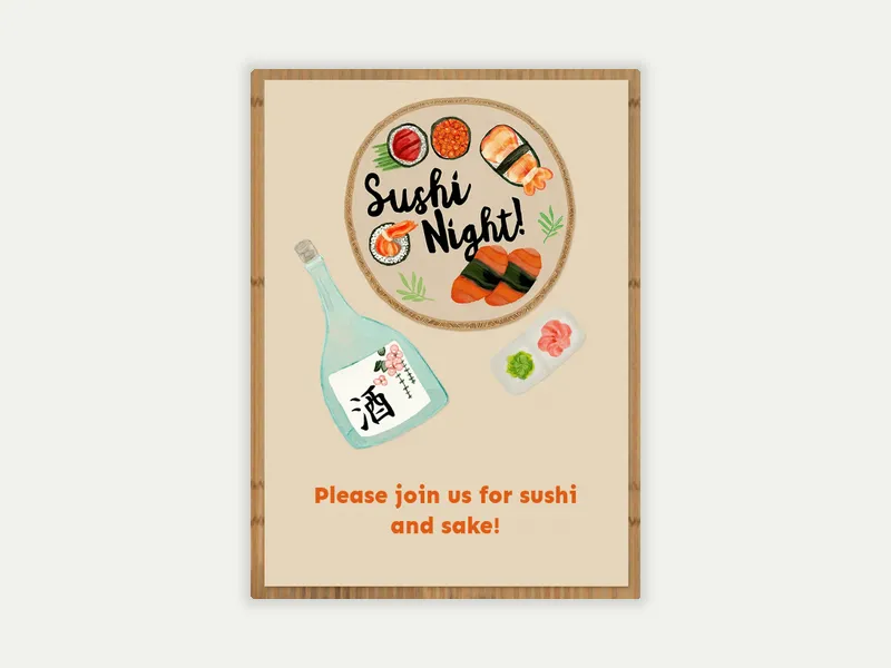 Sushi Night Invitation free template design