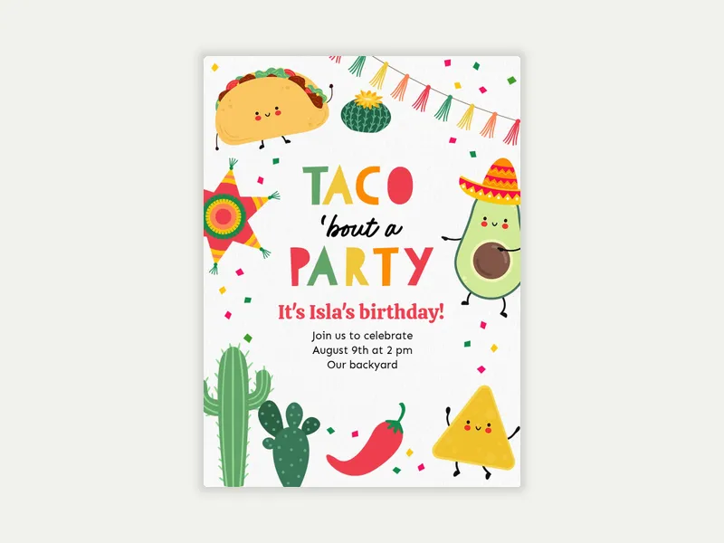 Taco ‘Bout a Party Invitation free template design