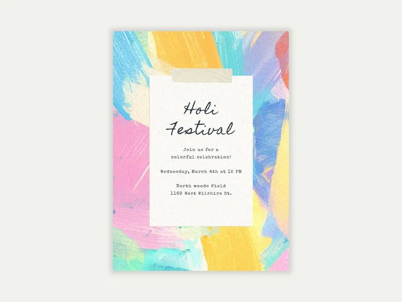 Pretty Painting Party - holi - Invitation