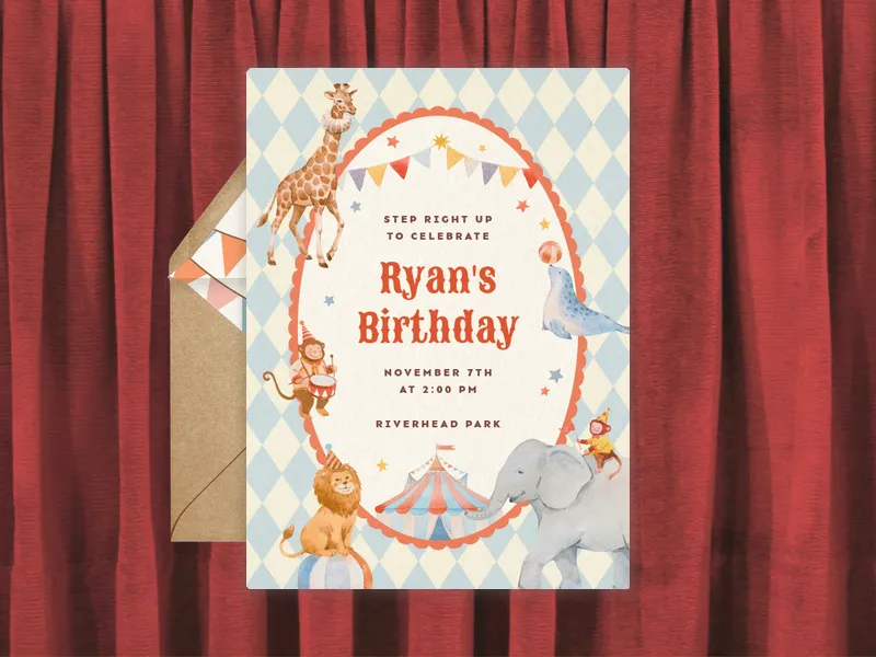 Circus Menagerie Invitation premium template design
