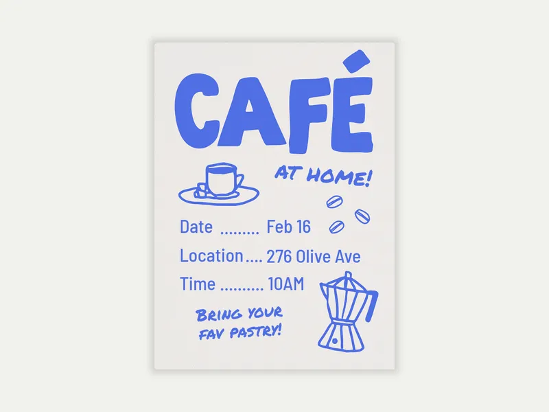 Café Club Invitation free template design
