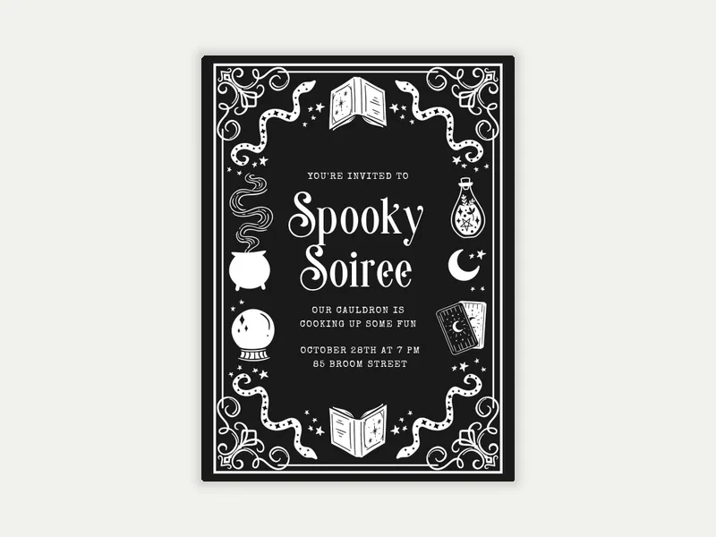 Spellbook Club Invitation free template design
