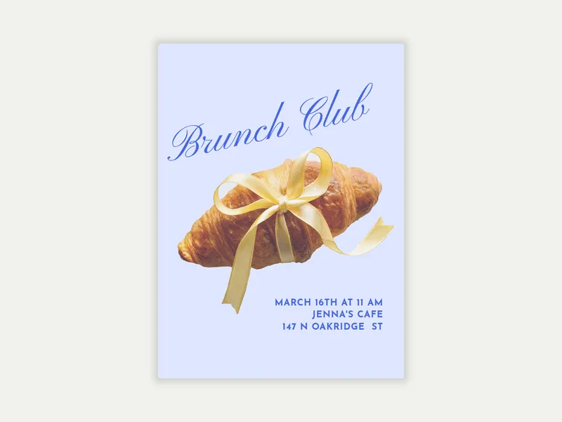 Croissant Club Invitation free template design