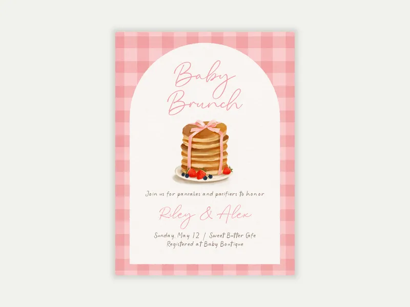 Gingham Brunch Invitation free template design