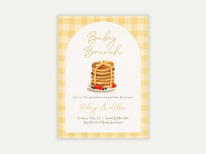 Gingham Brunch Invitation free template design