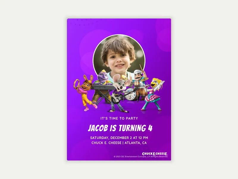 Chuck E. Cheese: Munch's Make Believe Band (Photo) - birthday_dyo_uyo - Invitation