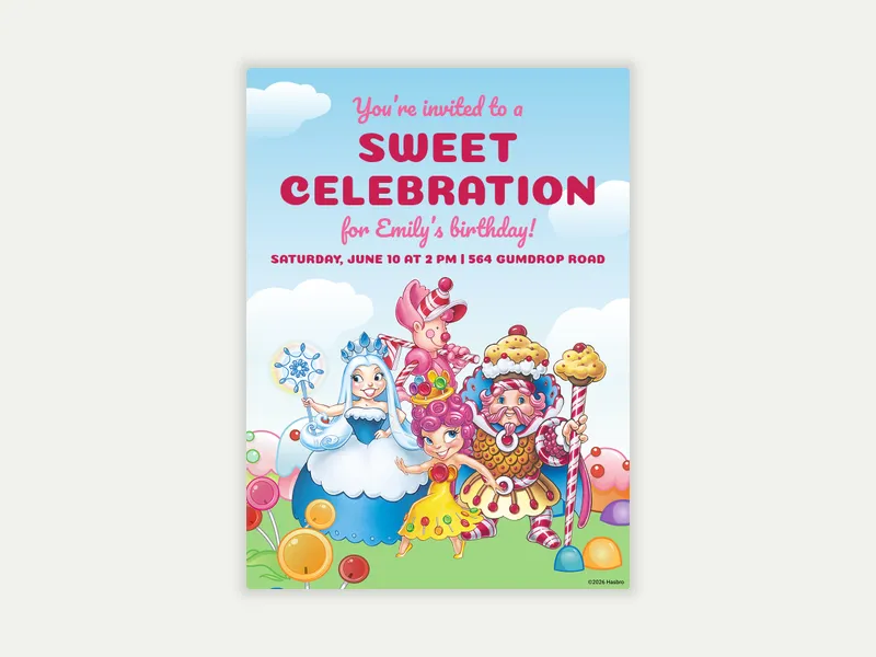 Hasbro’s Candy Land: Sweetest Crew Invitation free template design