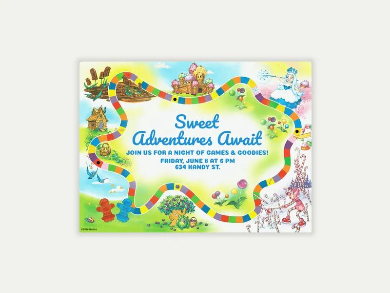 Hasbro’s Candy Land: Games & Goodies Invitation free template design