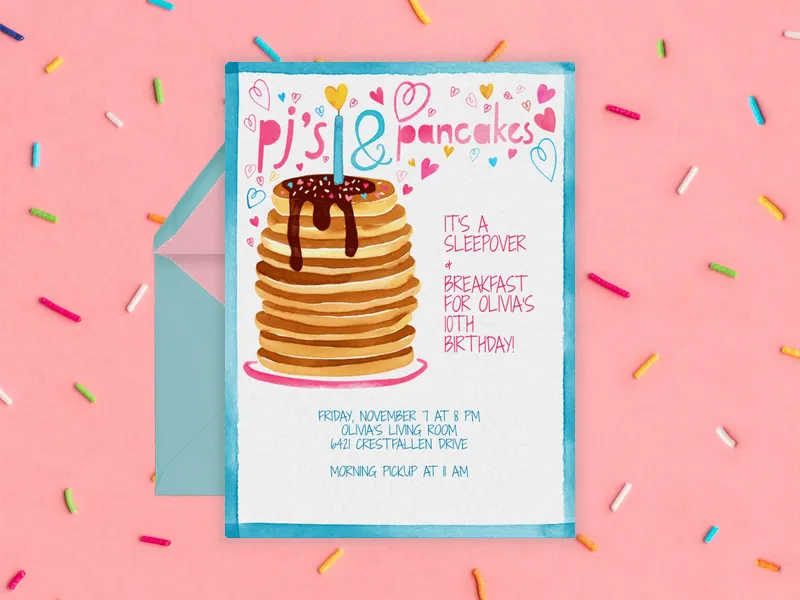 Pjs and Pancakes Invitation premium template design